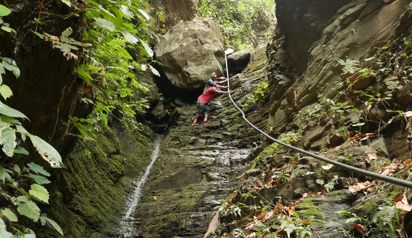 Inspection of a protected spring source feeding a pipe