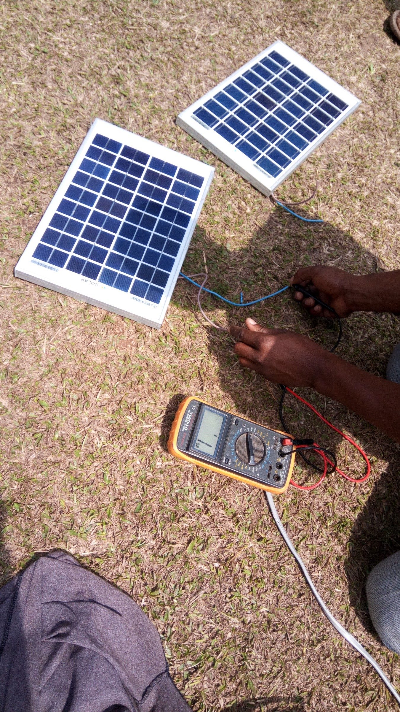 Assembling solar panels for a small off-grid charging installation